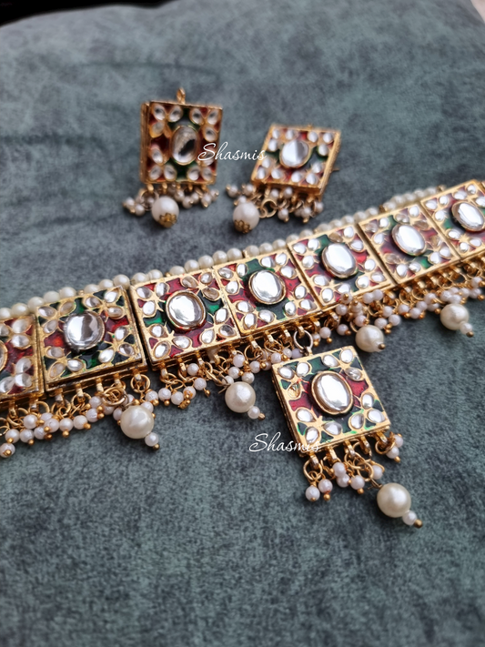 Kundan Choker With Back Side Meenakari Design