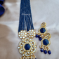Blue Centre Stone Long Necklace With Earrings