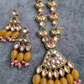 Mustard Color Kundan Necklace With Earring