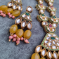 Mustard Color Kundan Necklace With Earring