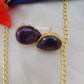 Gold Plated Druzy Necklace With Long Chain and Earrings
