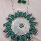 Green Color Crystal Design Druzy Stone With Silver Plating Necklace