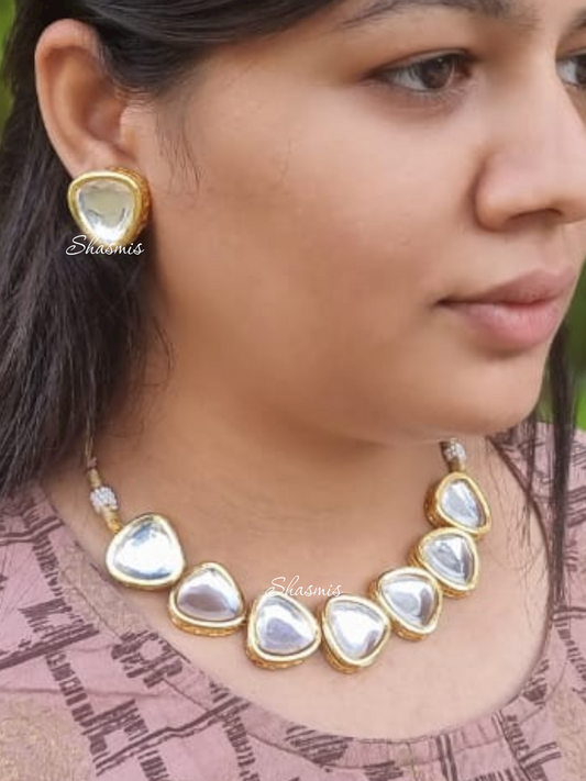 Kundan With Back Side Meenakari Necklace With Earrings