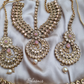 Pink Color Broad Bridal Necklace With Mathapatti and Earrings