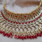 Red Color Kundan Bridal Jewellery With Earrings and Mangtika