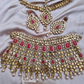 Red Color Rhinestone Heavy Bridal Necklace Set With Mathapatti and Earrings