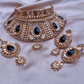 Black Stones Heavy Bridal Necklace With Mangtika and Earrings