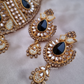 Black Stones Heavy Bridal Necklace With Mangtika and Earrings