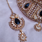 Black Stones Heavy Bridal Necklace With Mangtika and Earrings