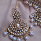 Heavy Kundan Bridal Necklace With Mangtika And Earring Set