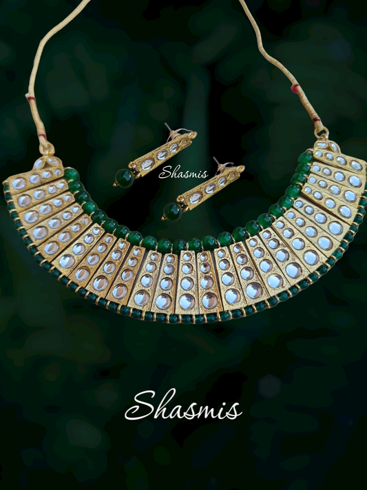 Green Color Statement Choker Necklace