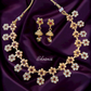 Flower Ruby Stones Necklace With Earrings