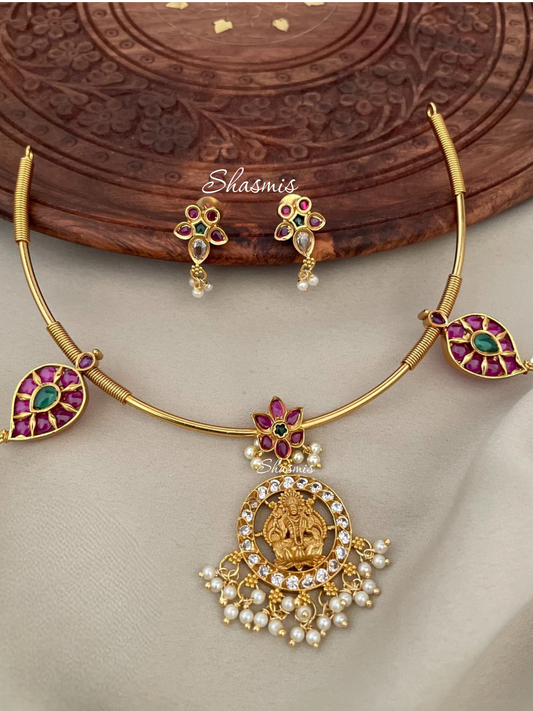 Matte Finish Lakshmi Choker Set With Earrings