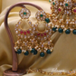 Ruby and Green Stone Gold Plated Kundan Neck Choker With Earrings and Mangtika