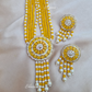Yellow Stone American Diamond Long Necklace With Earrings