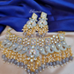 Grey Color Kundan Design Necklace With Earrings 