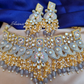 Grey Color Kundan Design Necklace With Earrings