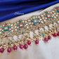 Statement Necklace With Multi color Stone And Red Beads On Drop