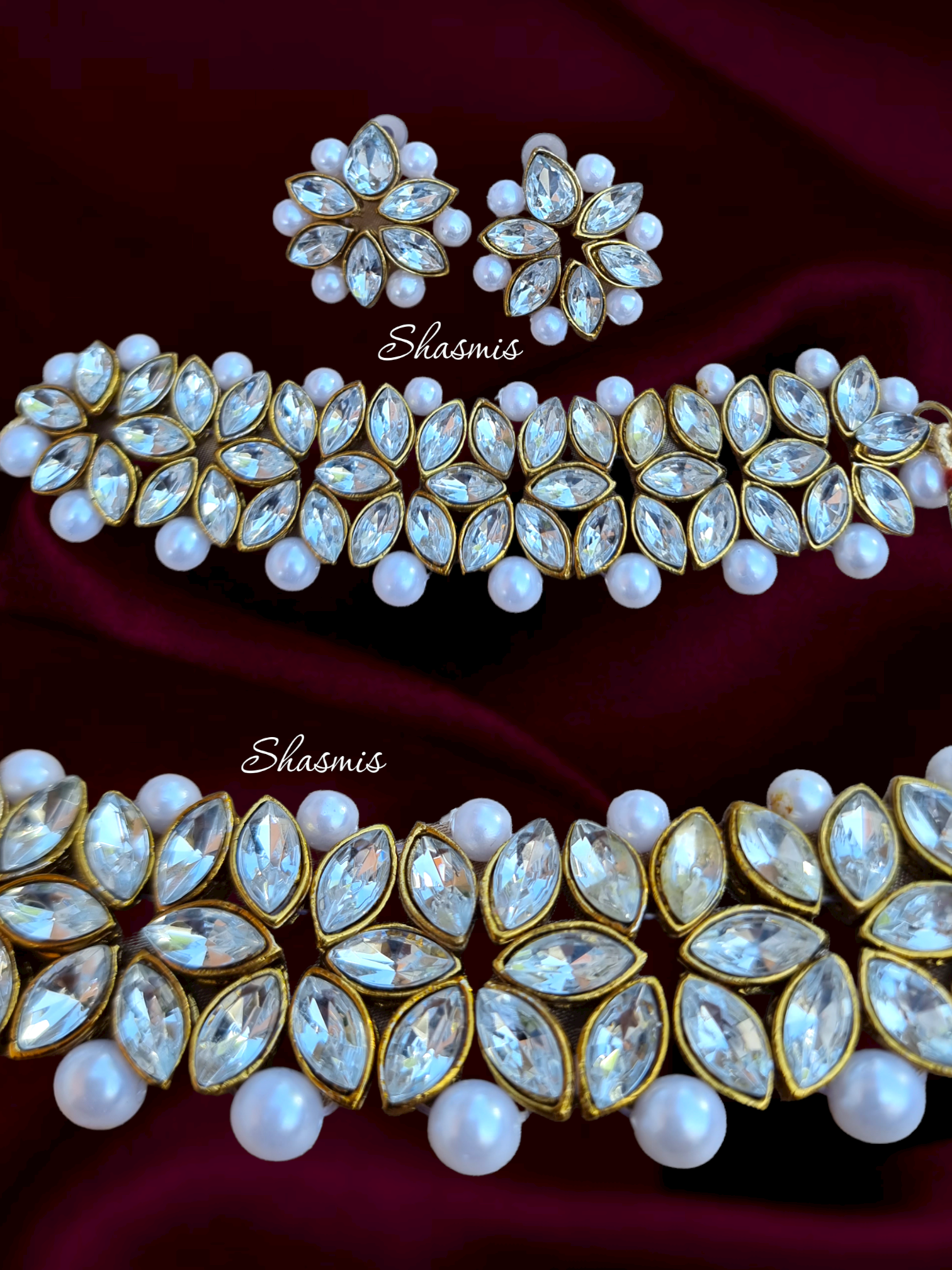 White Pearls Glass Kundan Necklace