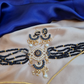 Black Beads American Diamond Necklace And Earrings With Pearl On Drop