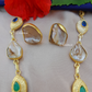 Long Mother Pearl Druzy Necklace With Earrings