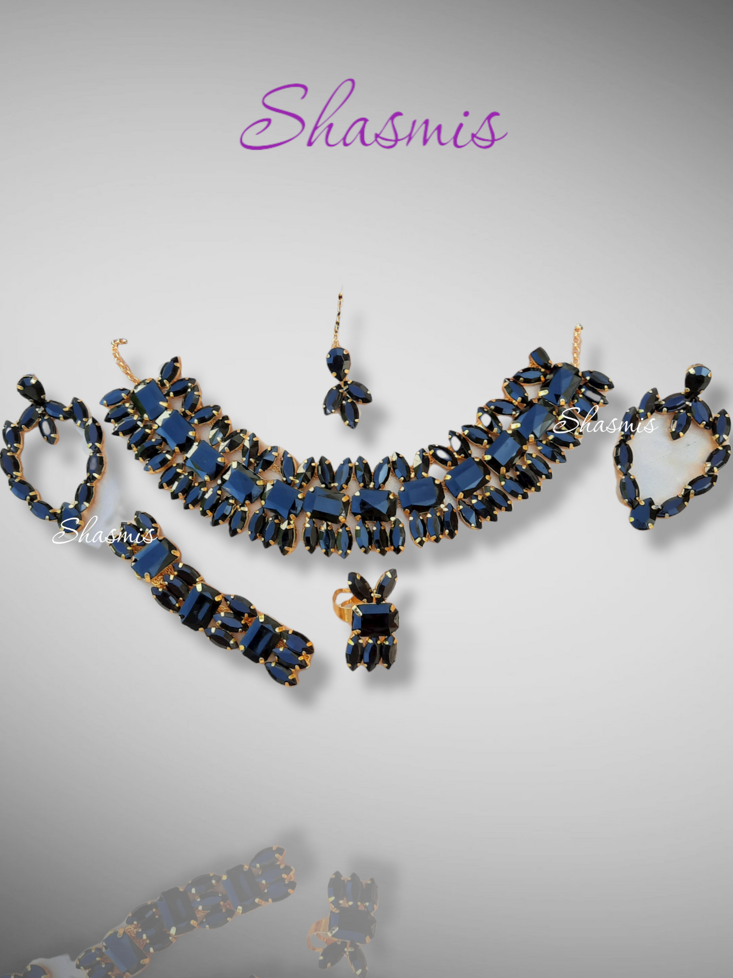 Black Color Pretro Necklace With Earrings,Mangtika, Rings and Bracelets