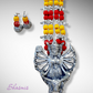 Yellow and Red Long Silver Oxidised Necklace With Ma Durga Art Jewellery