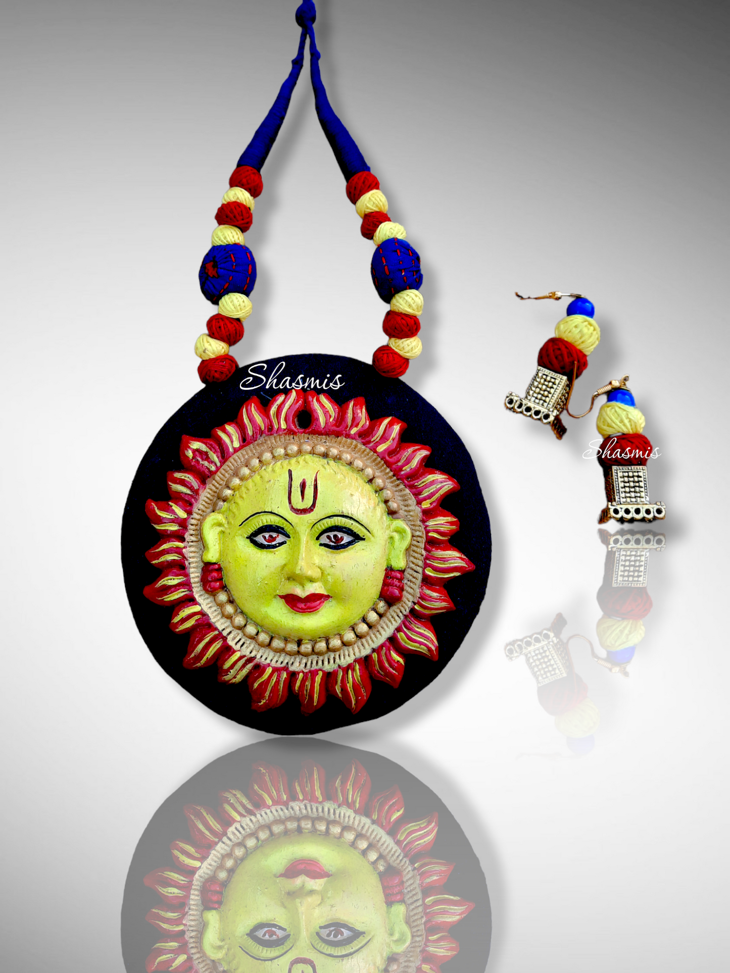 Handmade Fabric With Clay Art Jewellery Necklace 