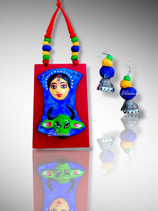 Durga Ma Clay Jewellery Necklace With Earrings