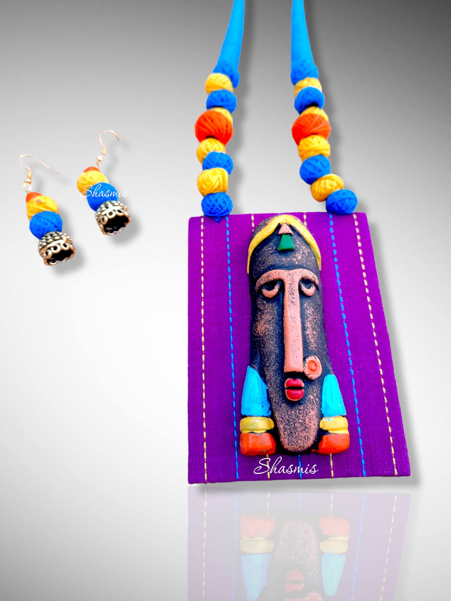 Oil Pinted Wooden Art Jewellery Necklace 