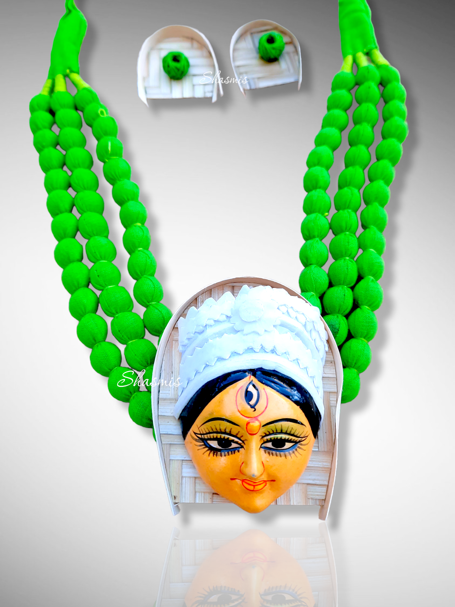 Green color Cloth Durga Ma Art Jewellery