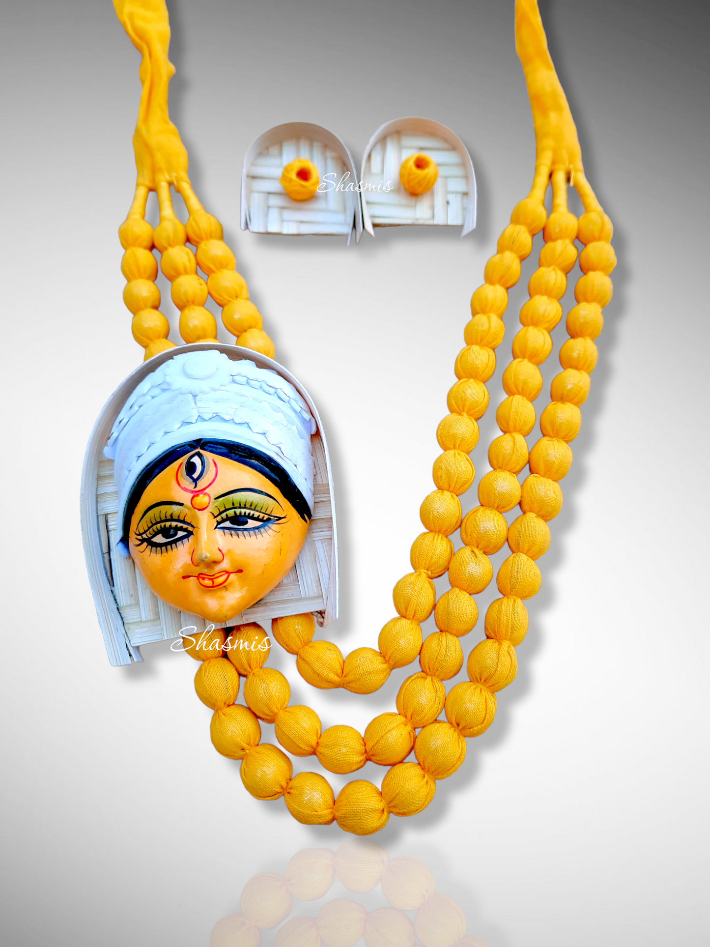 Yellow Tread Durga Puja Necklace 