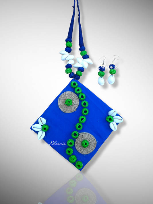 Fabric Art Jewellery With Jute and Kaudi Work 