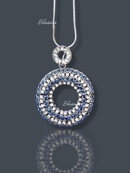 Blue and Grey Diamond Long Necklace