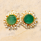 Druzy Stone Pearl Stud Earrings