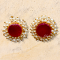 Druzy Stone Pearl Stud Earrings