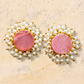 Druzy Stone Pearl Stud Earrings