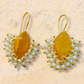 Druzy Stone Pearl Hanging Earrings