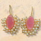 Druzy Stone Pearl Hanging Earrings