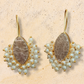 Druzy Stone Pearl Hanging Earrings