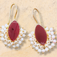 Druzy Stone Pearl Hanging Earrings