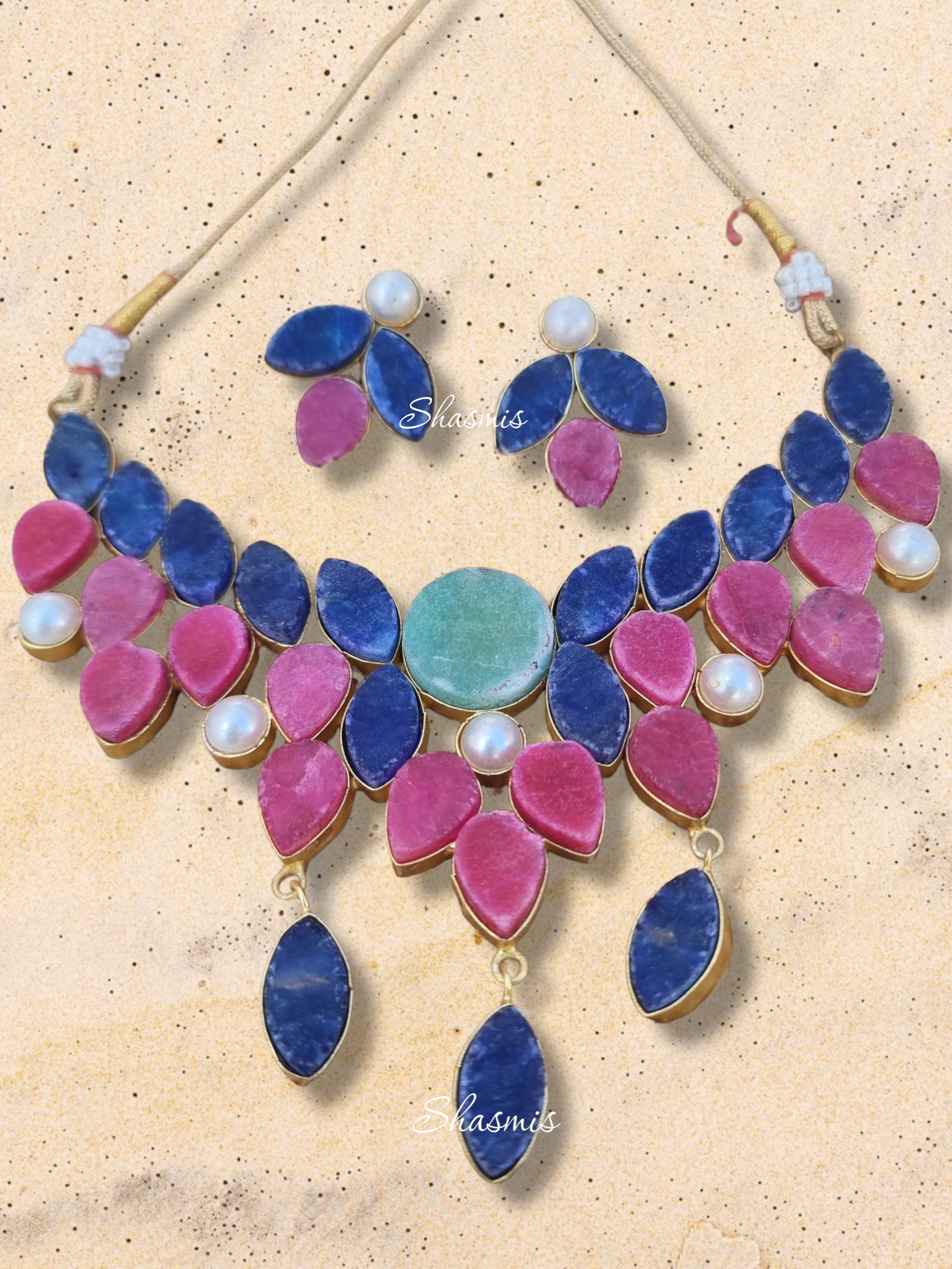 Pink & Blue Kemp Necklace Set