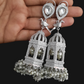 Diamond Cage Earrings With Parrot On Top and Pearls On Drop