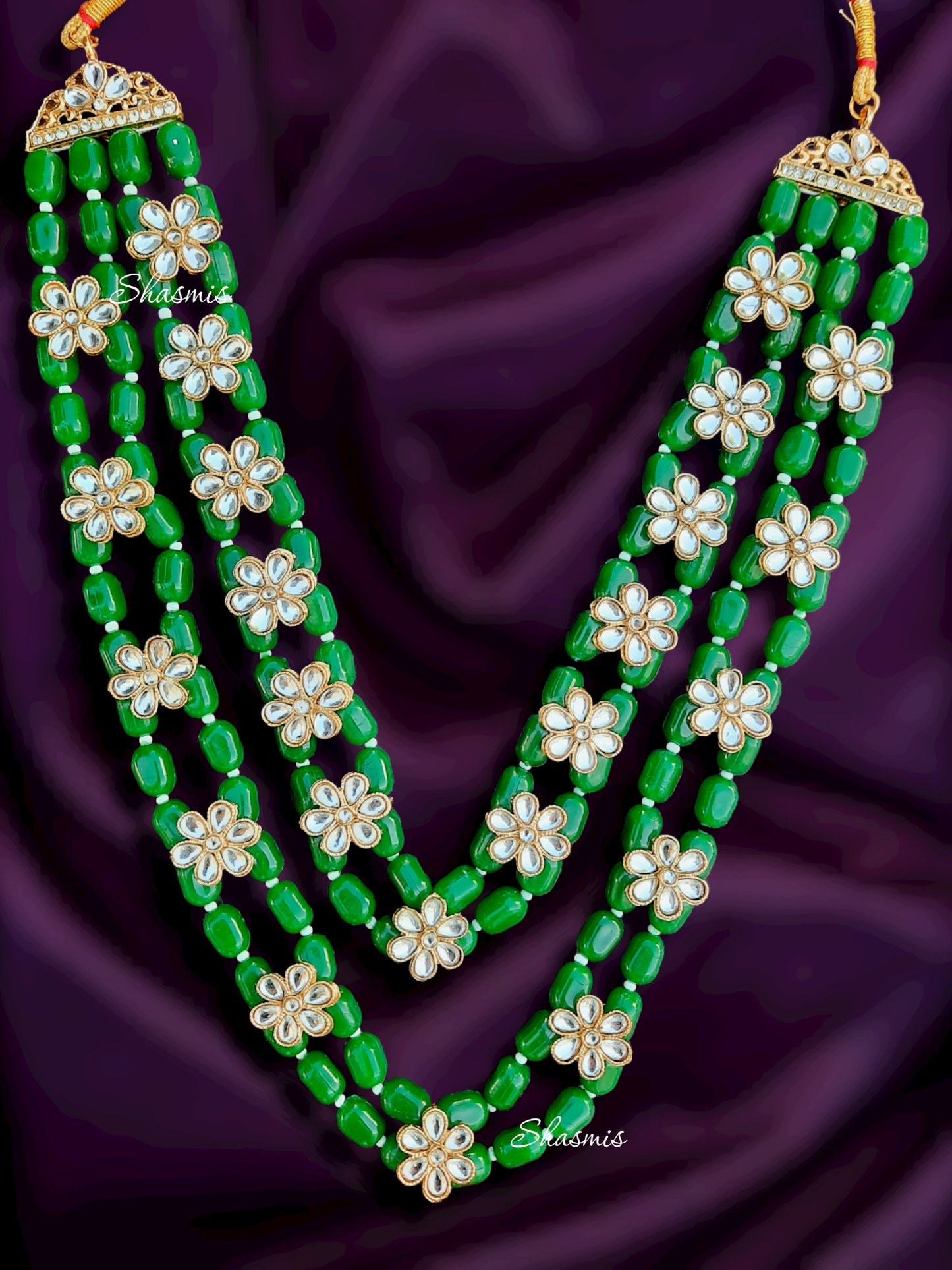 Layer Long Green Beads Necklace 