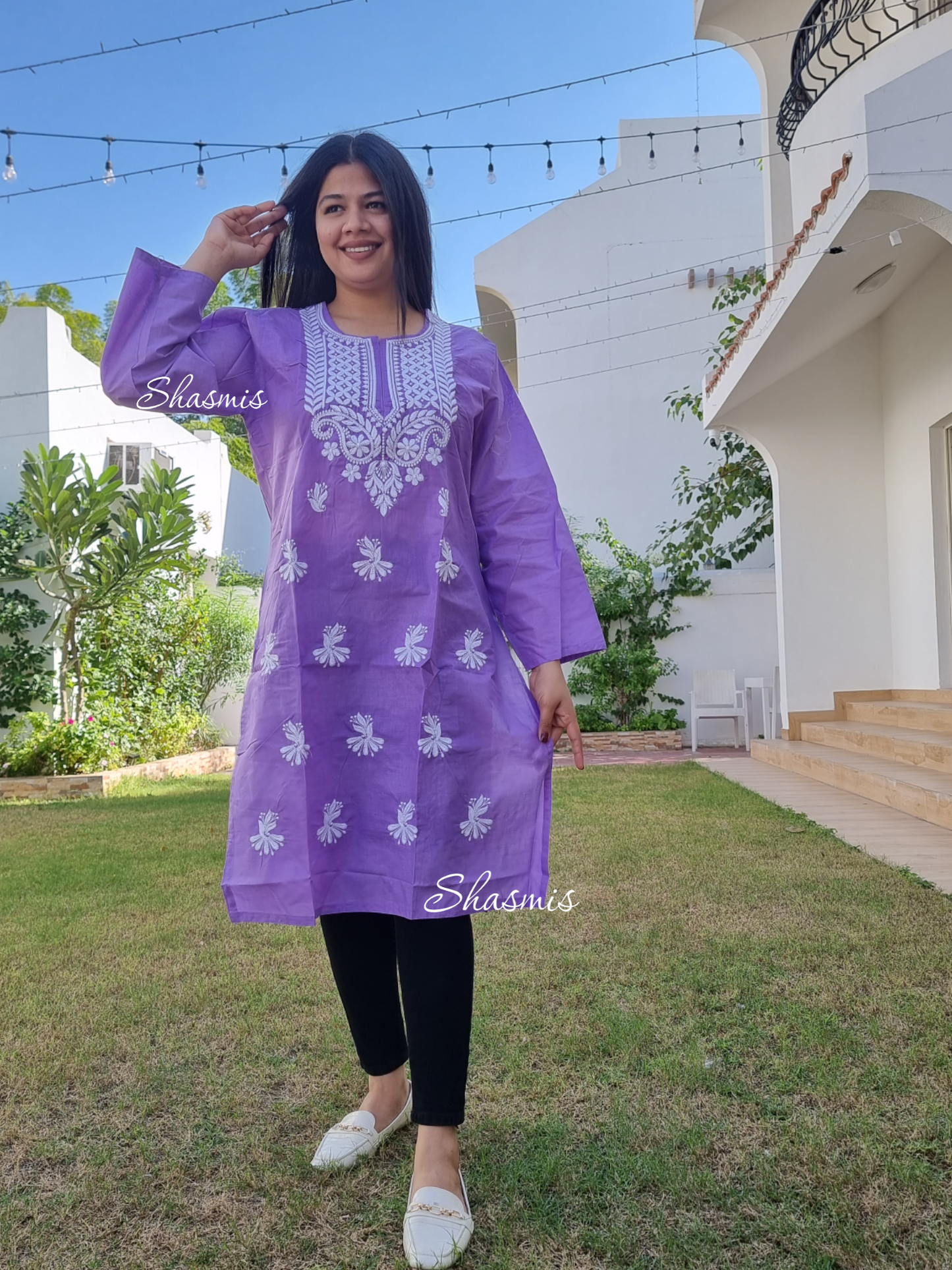 Purple Color Kurti With Chikankari Work