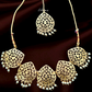Golden Plated Tear Drop Design Necklace With Earrings and Mangtika
