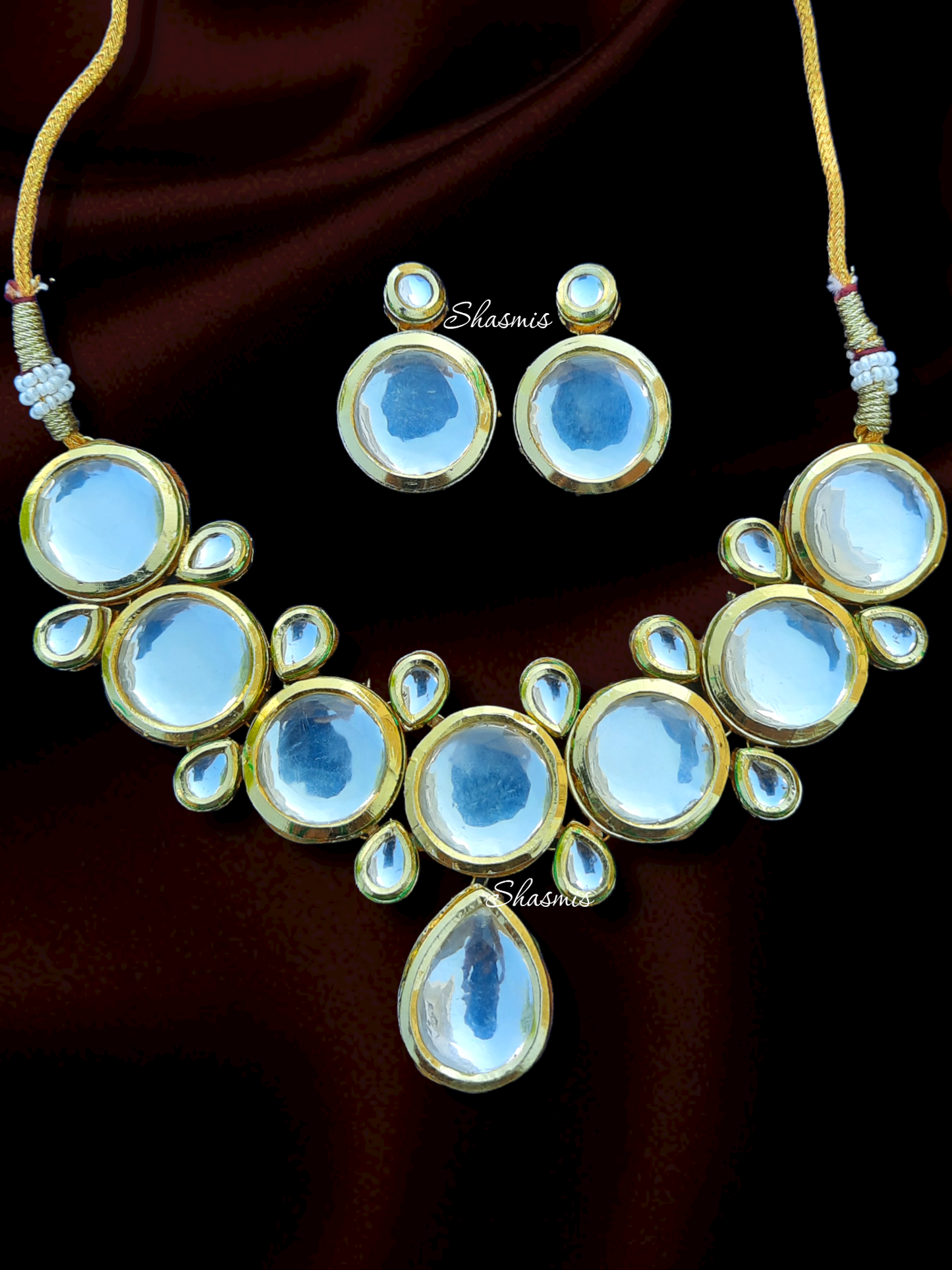 Golden Plated Kundan Backside Meenakari Necklace