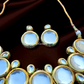Golden Plated Kundan Backside Meenakari Necklace With Earrings
