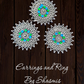 Blue and Green Silver Oxidised Ring and Earrings