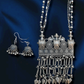 Long Oxidised Afghani Necklace With Earrings